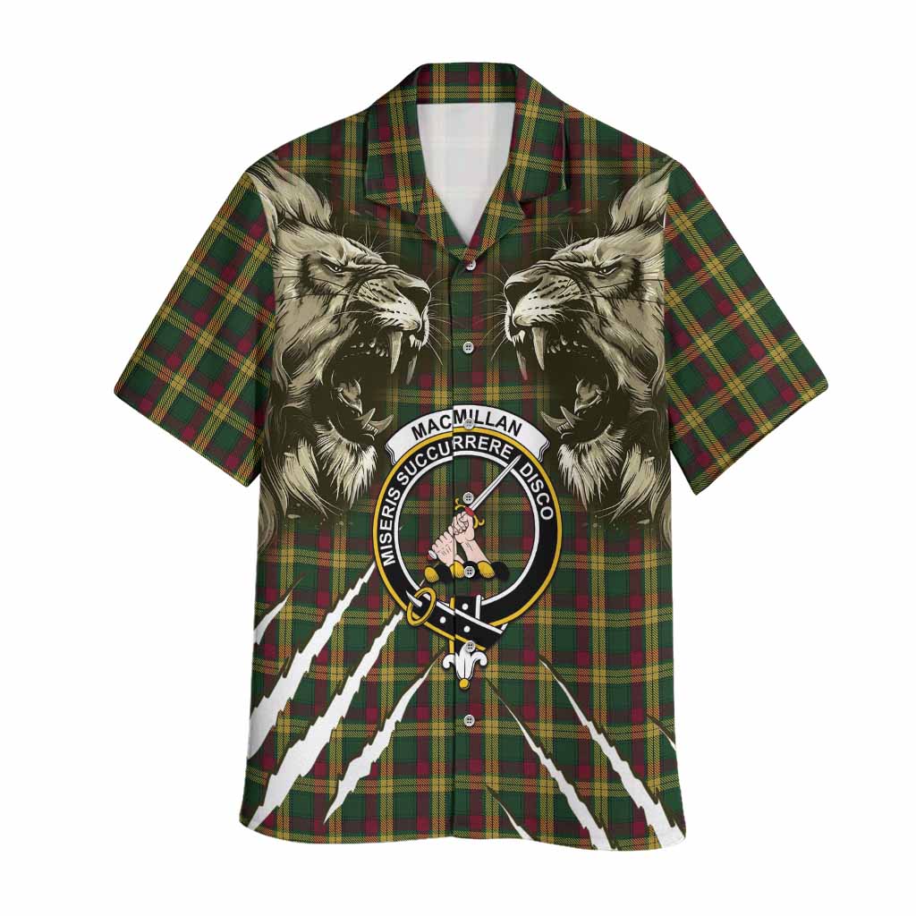 MacMillan (McMillan) Tartan Crest Hawaiian Shirt Ferocious Lion Style