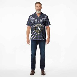Hunter (Hunterston) Tartan Crest Hawaiian Shirt Ferocious Lion Style