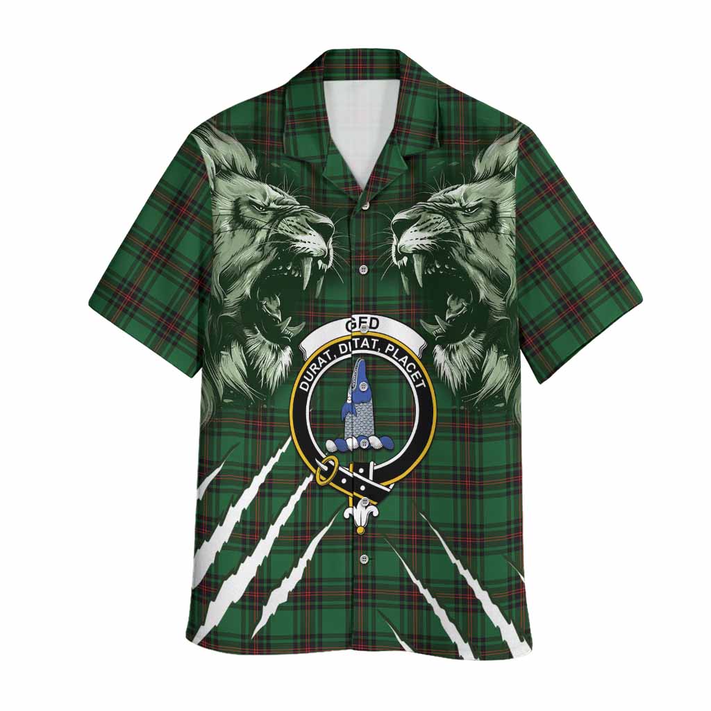 Ged Tartan Crest Hawaiian Shirt Ferocious Lion Style