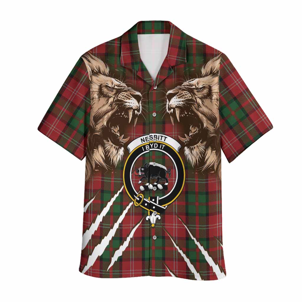 Nesbitt (Nisbet) Tartan Crest Hawaiian Shirt Ferocious Lion Style