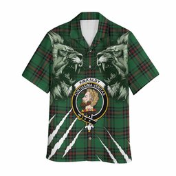 Kirkaldy Tartan Crest Hawaiian Shirt Ferocious Lion Style