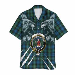 Lyon Tartan Crest Hawaiian Shirt Ferocious Lion Style