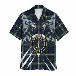 Lammie Tartan Crest Hawaiian Shirt Ferocious Lion Style