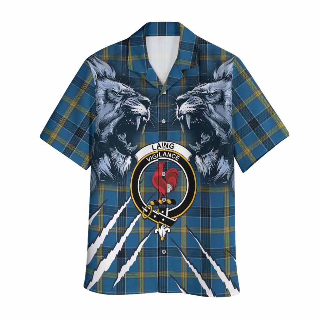 Laing Tartan Crest Hawaiian Shirt Ferocious Lion Style