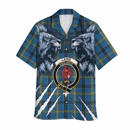 Laing Tartan Crest Hawaiian Shirt Ferocious Lion Style