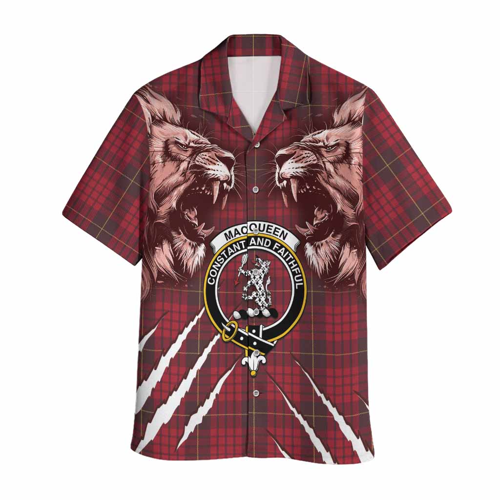 MacQueen (McQueen) Tartan Crest Hawaiian Shirt Ferocious Lion Style