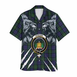 Dundas Tartan Crest Hawaiian Shirt Ferocious Lion Style