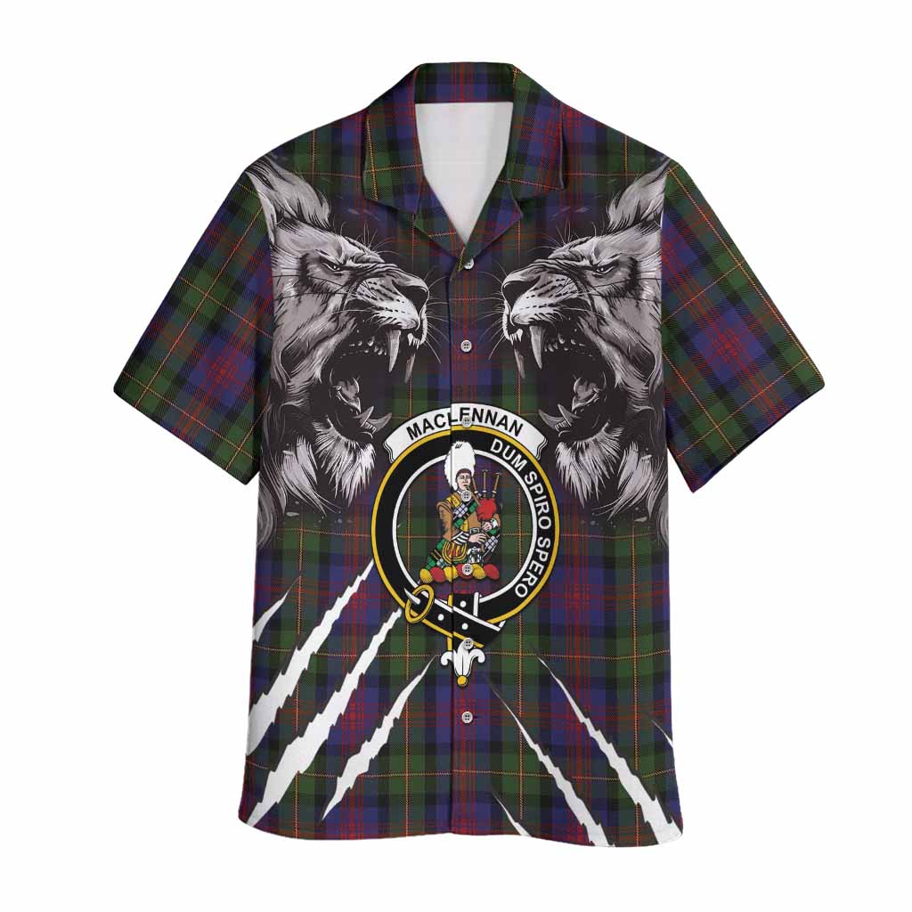 MacLennan (McLennan) Tartan Crest Hawaiian Shirt Ferocious Lion Style