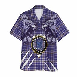 Ochterlony Tartan Crest Hawaiian Shirt Ferocious Lion Style