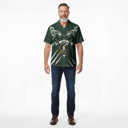 MacRae (McRae) Tartan Crest Hawaiian Shirt Ferocious Lion Style
