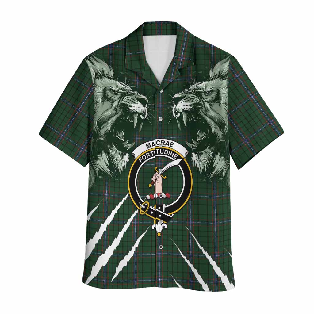 MacRae (McRae) Tartan Crest Hawaiian Shirt Ferocious Lion Style