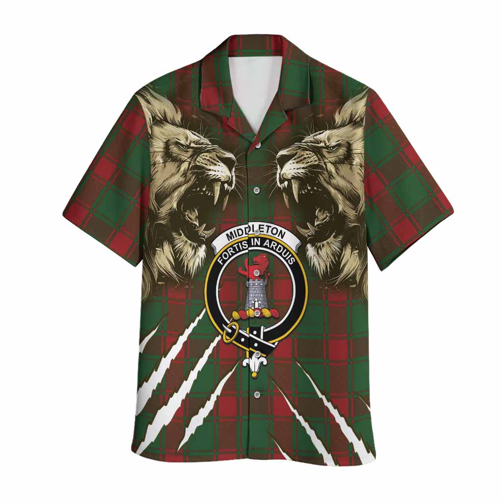 Middleton Tartan Crest Hawaiian Shirt Ferocious Lion Style