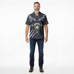 Inglis Tartan Crest Hawaiian Shirt Ferocious Lion Style