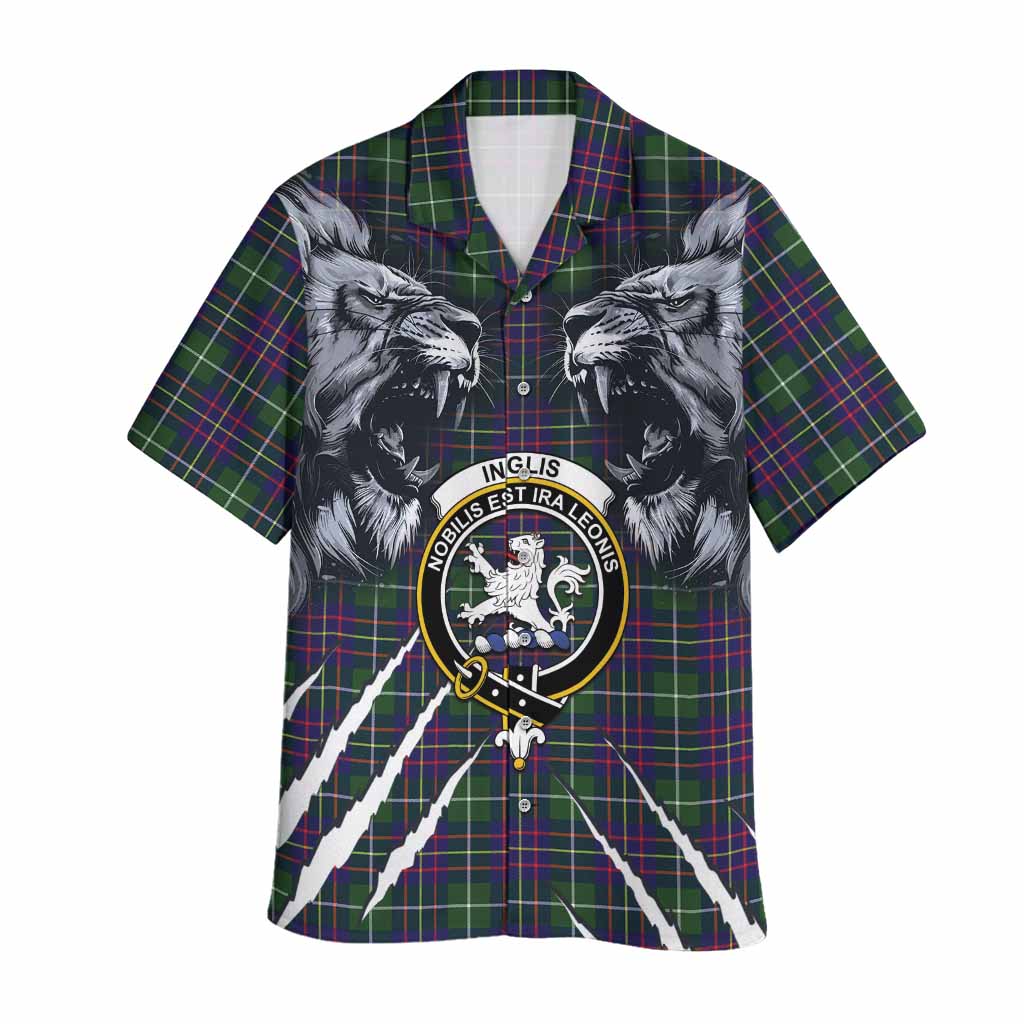 Inglis Tartan Crest Hawaiian Shirt Ferocious Lion Style
