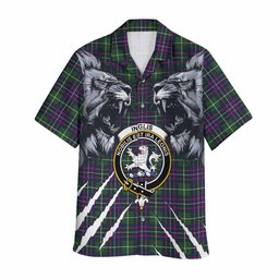 Inglis Tartan Crest Hawaiian Shirt Ferocious Lion Style