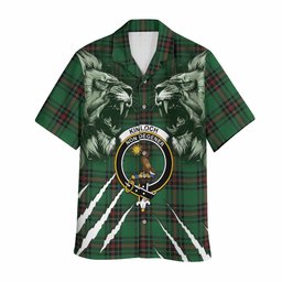 Kinloch Tartan Crest Hawaiian Shirt Ferocious Lion Style