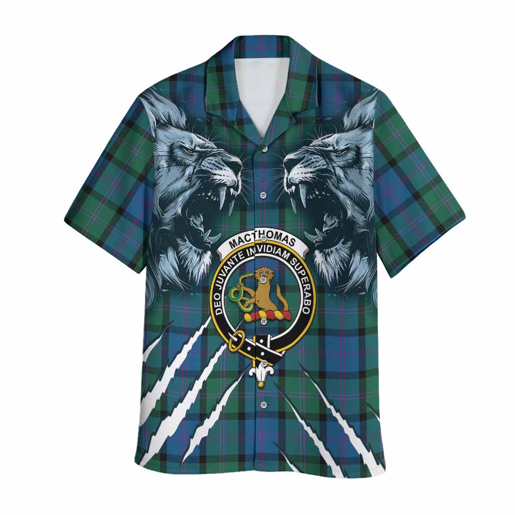MacThomas (McThomas) Tartan Crest Hawaiian Shirt Ferocious Lion Style