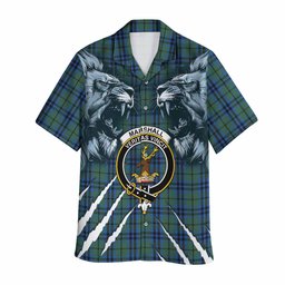 Marshall Tartan Crest Hawaiian Shirt Ferocious Lion Style