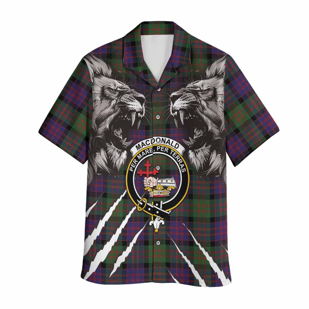 MacDonald (McDonald) Tartan Crest Hawaiian Shirt Ferocious Lion Style