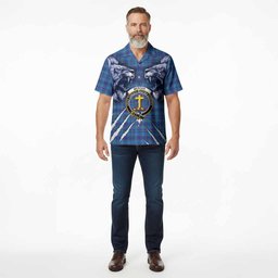 Mercer Tartan Crest Hawaiian Shirt Ferocious Lion Style