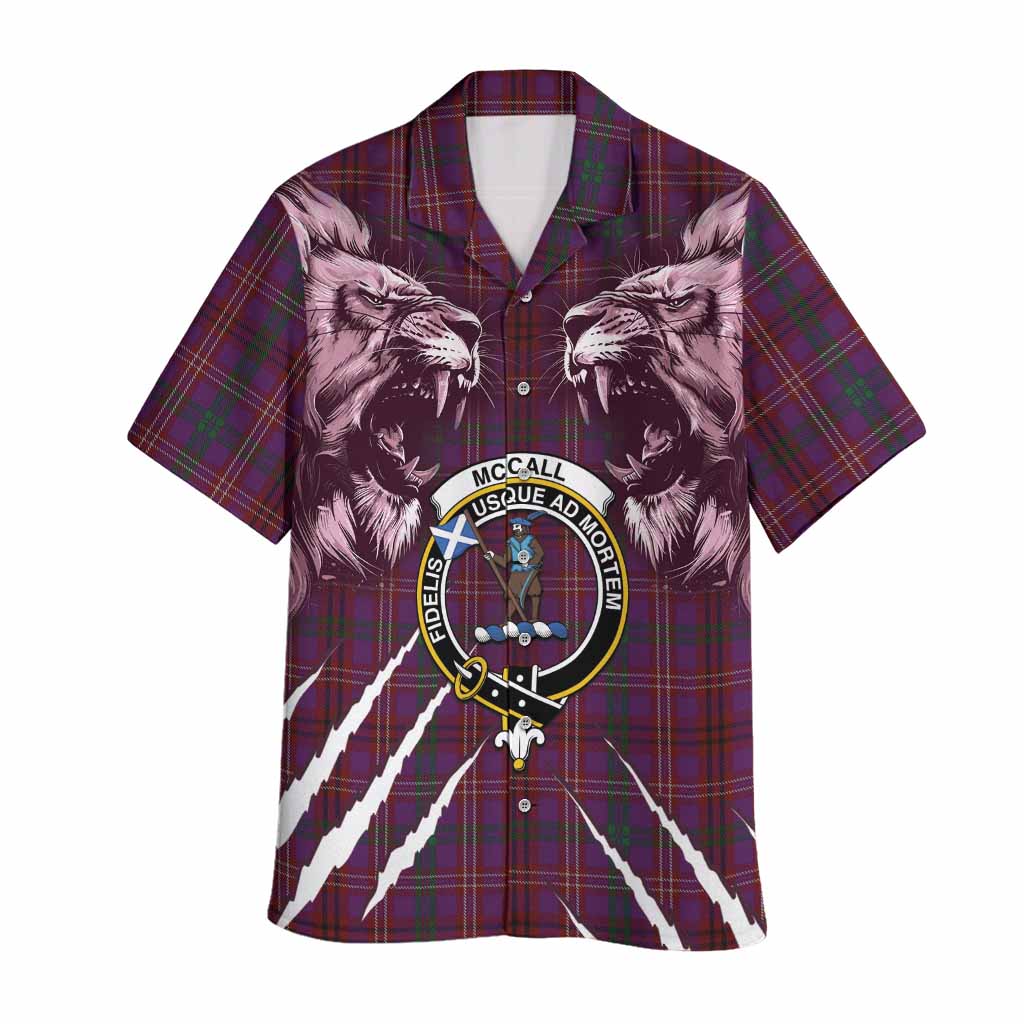 McCall (Caithness) Tartan Crest Hawaiian Shirt Ferocious Lion Style