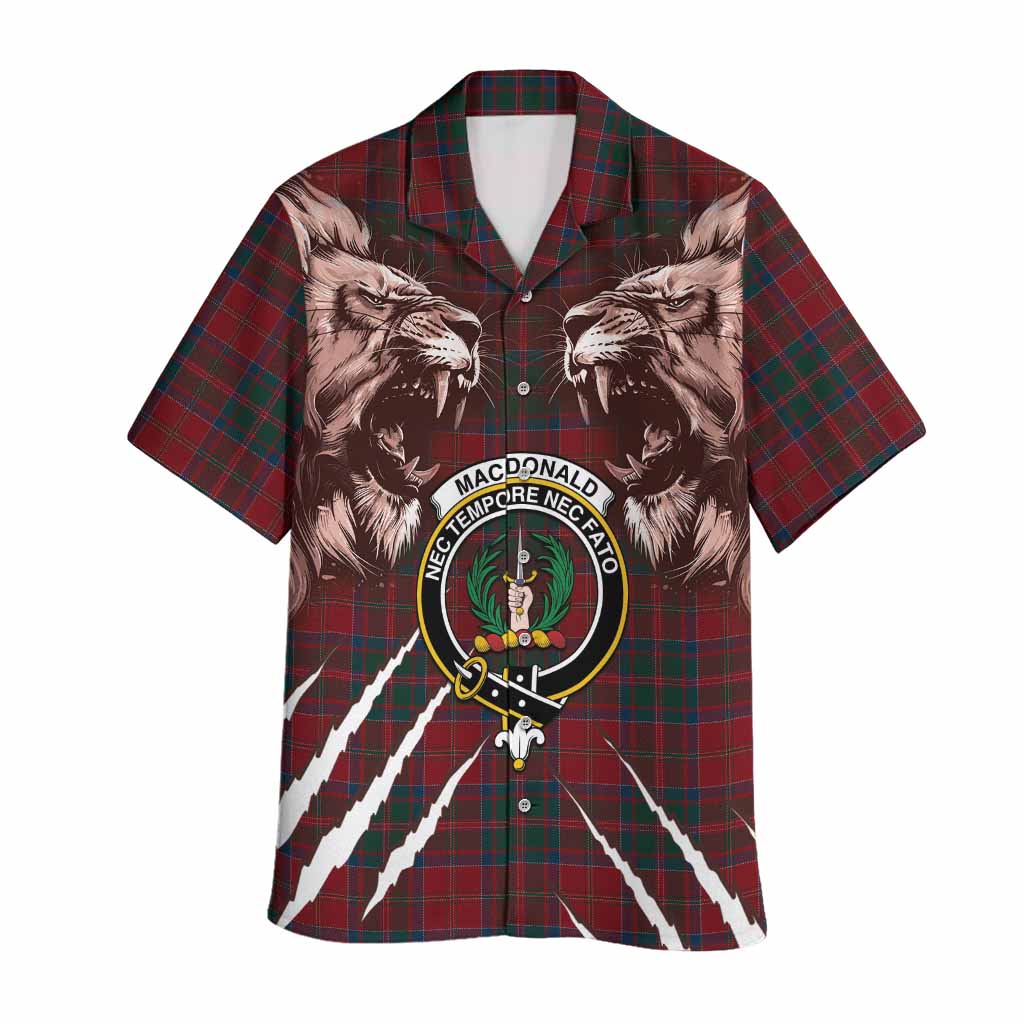 MacDonald (McDonald) of Glencoe Tartan Crest Hawaiian Shirt Ferocious Lion Style