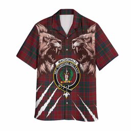 MacDonald (McDonald) of Glencoe Tartan Crest Hawaiian Shirt Ferocious Lion Style