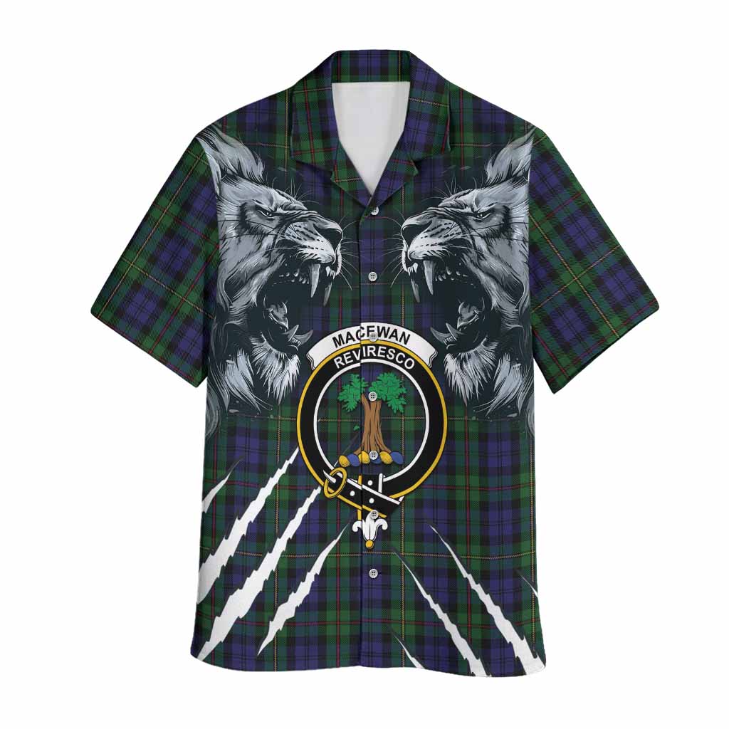 MacEwan (MacEwen) Tartan Crest Hawaiian Shirt Ferocious Lion Style