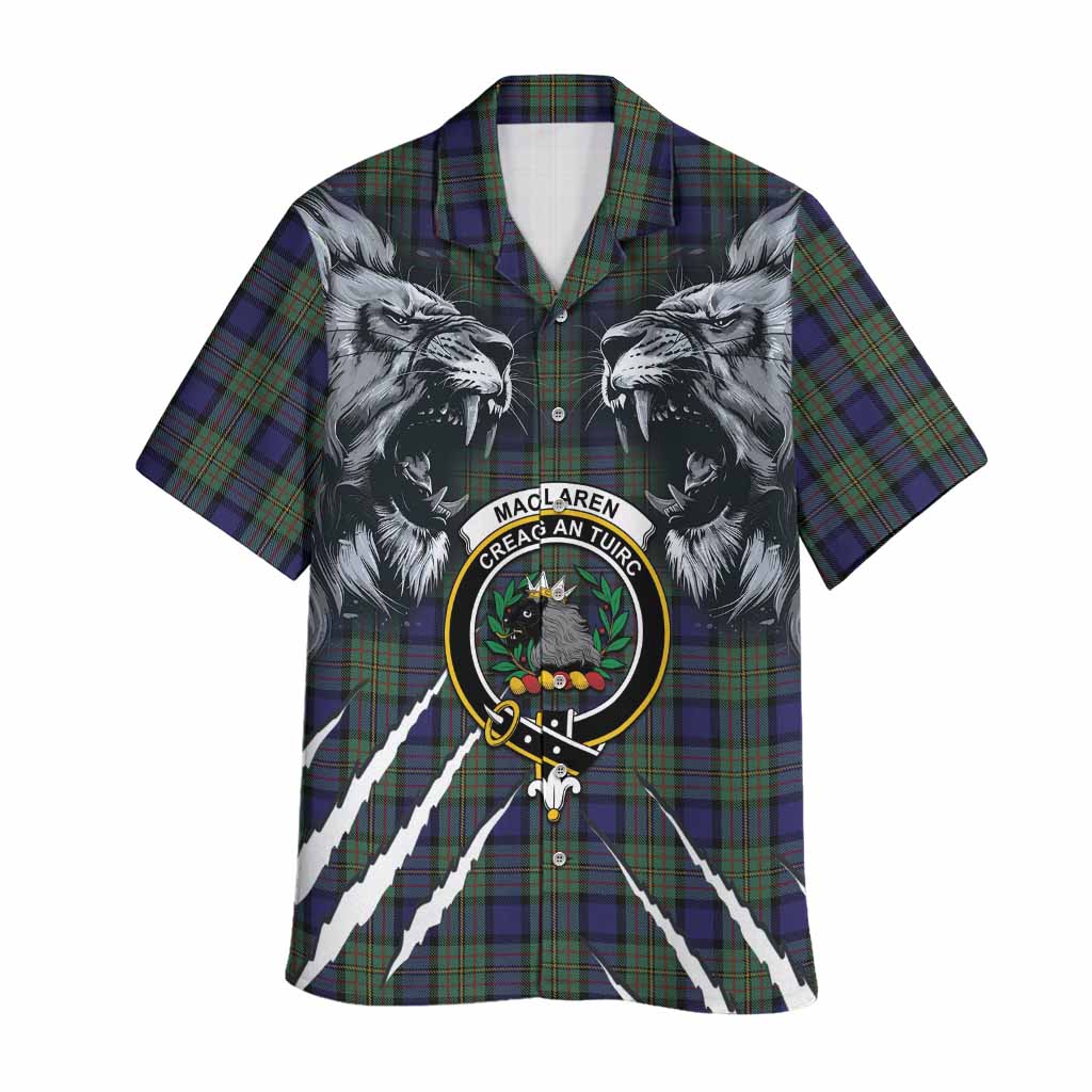MacLaren (McLaren) Tartan Crest Hawaiian Shirt Ferocious Lion Style