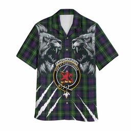 Farquharson Tartan Crest Hawaiian Shirt Ferocious Lion Style