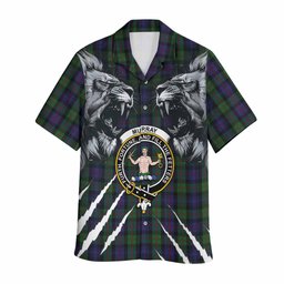 Murray Tartan Crest Hawaiian Shirt Ferocious Lion Style