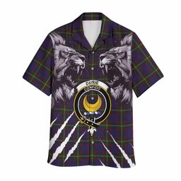 Durie Tartan Crest Hawaiian Shirt Ferocious Lion Style