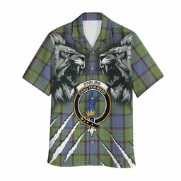Stirling Tartan Crest Hawaiian Shirt Ferocious Lion Style