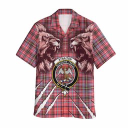 Straiton Tartan Crest Hawaiian Shirt Ferocious Lion Style