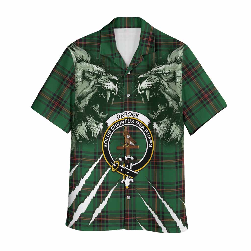 Orrock Tartan Crest Hawaiian Shirt Ferocious Lion Style