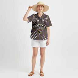 Skene Tartan Crest Hawaiian Shirt Ferocious Lion Style