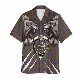 Skene Tartan Crest Hawaiian Shirt Ferocious Lion Style