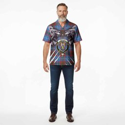 Preston Tartan Crest Hawaiian Shirt Ferocious Lion Style