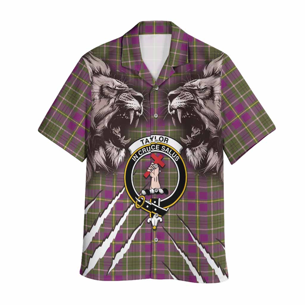 Taylor (Tailyour) Tartan Crest Hawaiian Shirt Ferocious Lion Style