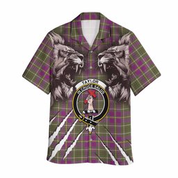 Taylor (Tailyour) Tartan Crest Hawaiian Shirt Ferocious Lion Style