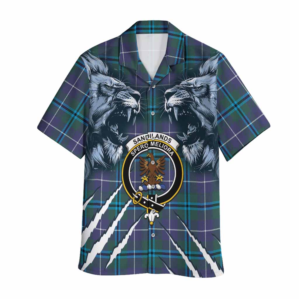Sandilands Tartan Crest Hawaiian Shirt Ferocious Lion Style