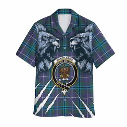 Sandilands Tartan Crest Hawaiian Shirt Ferocious Lion Style