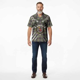 Spottiswood Tartan Crest Hawaiian Shirt Ferocious Lion Style