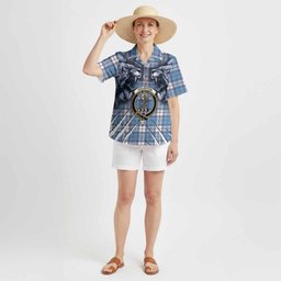 Roberton Tartan Crest Hawaiian Shirt Ferocious Lion Style