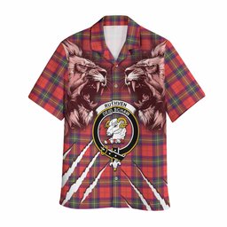 Ruthven Tartan Crest Hawaiian Shirt Ferocious Lion Style
