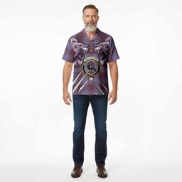 Rutherford Tartan Crest Hawaiian Shirt Ferocious Lion Style