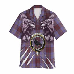 Rutherford Tartan Crest Hawaiian Shirt Ferocious Lion Style