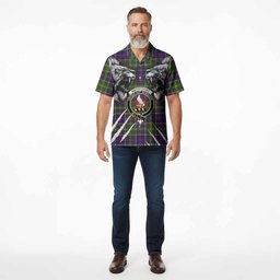 Whitefoord Tartan Crest Hawaiian Shirt Ferocious Lion Style