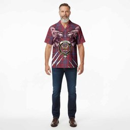 Wishart Tartan Crest Hawaiian Shirt Ferocious Lion Style