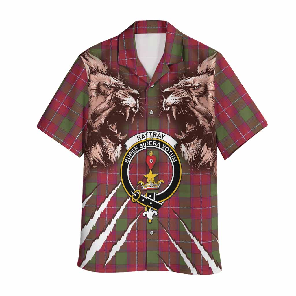 Rattray Tartan Crest Hawaiian Shirt Ferocious Lion Style